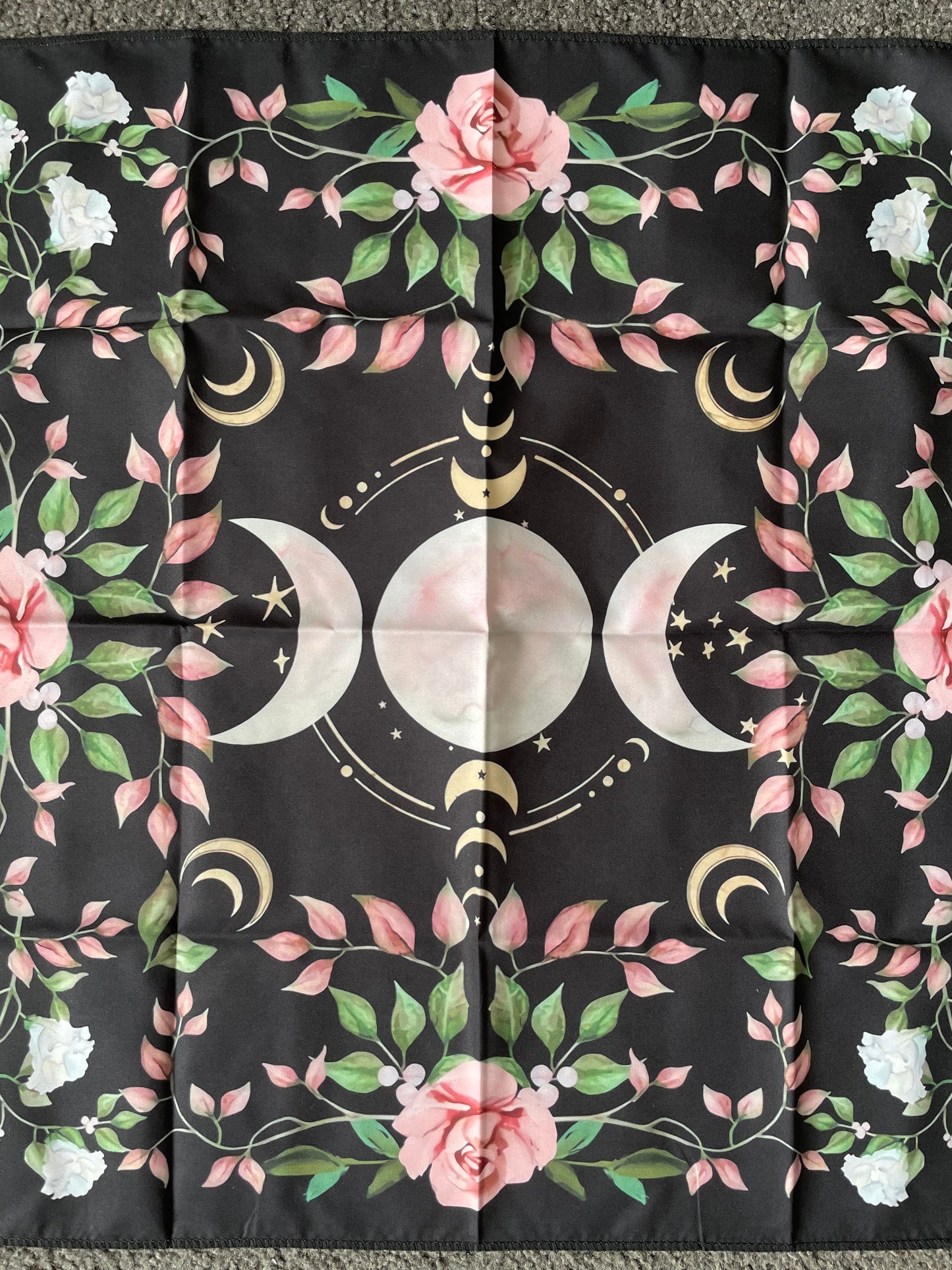 Altar Cloth with Triple Moon and Roses