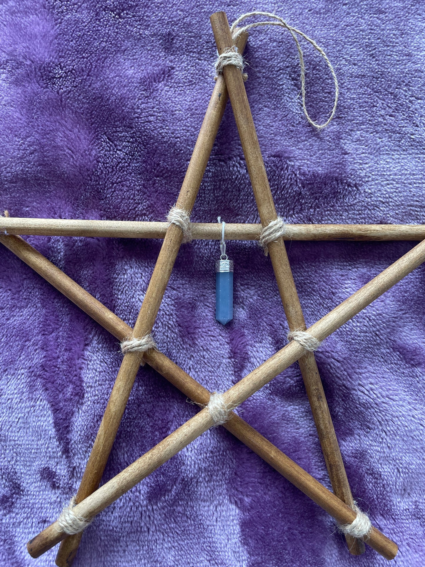 Large Wooden Pentagram - Angelite