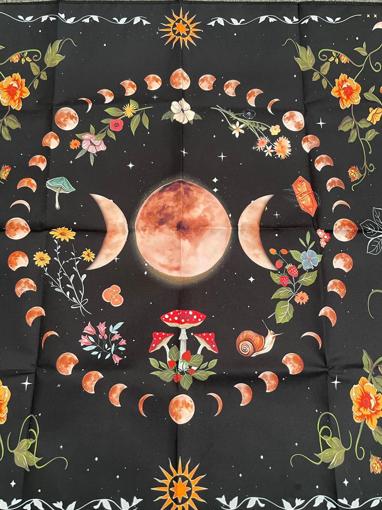 Altar Cloth - Triple Moon Mushroom Design