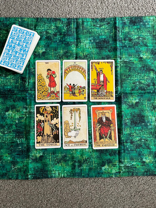 Tarot spread Mat: Green & Gold