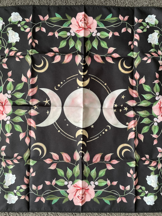 Altar Cloth with Triple Moon and Roses