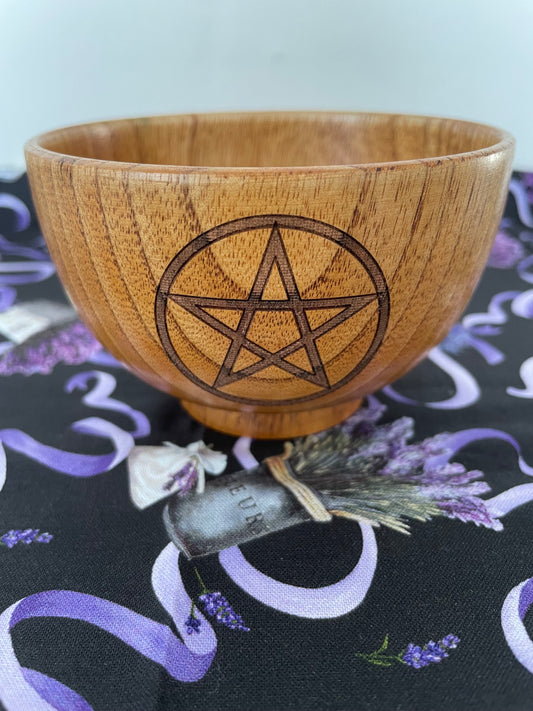 Wooden Offering Bowl - Pentagram Design