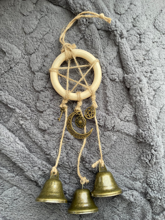 Witches Bells with Pentagram and Assorted Charms