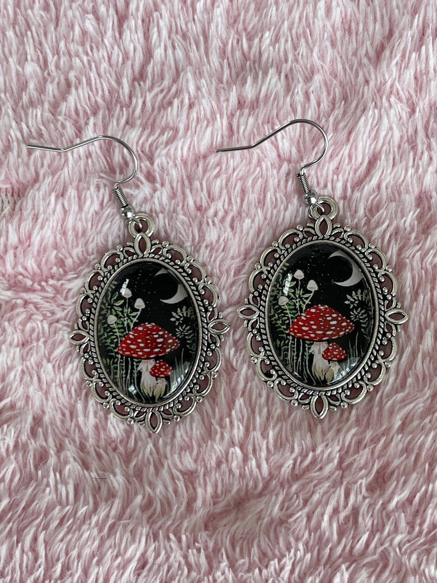 Mushroom and Moon Earrings