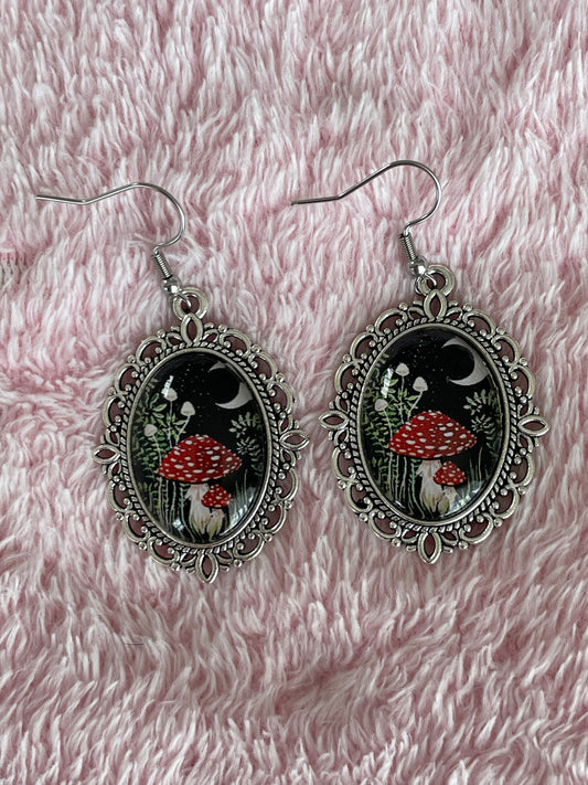 Mushroom and Moon Earrings
