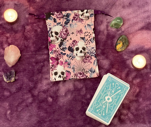 Tarot/Oracle Bag - Floral Skulls