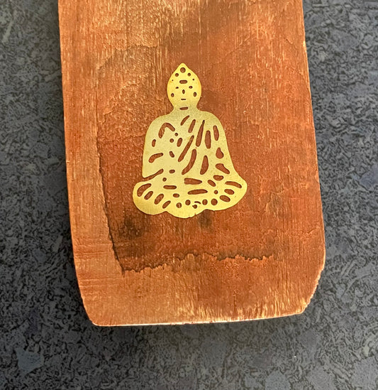 Basic Wooden Incense Burner with Inlay - Buddha