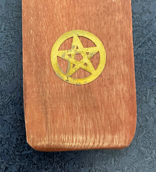 Basic Wooden Incense Burner with Inlay - Pentagram